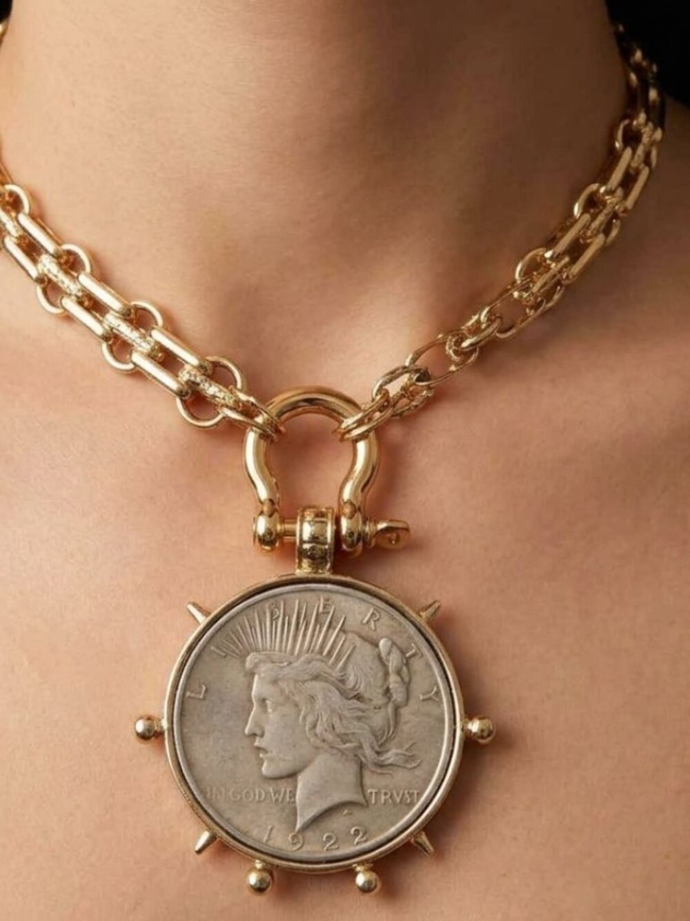 Lady Liberty 1922 Coin Necklace Replica  Your Choice of Clasp